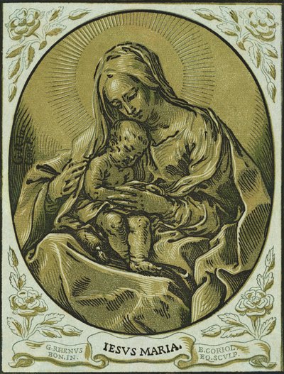 Madonna und Kind, Chiaroscuro-Holzschnitt, von Bartolommeo Coriolano von Bartolommeo Coriolano